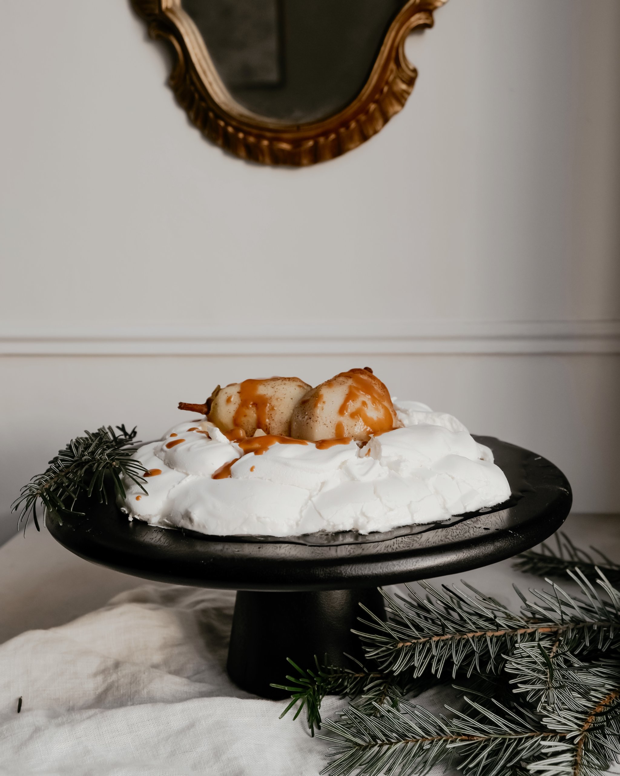 Menu de Noël, dessert : Pavlova aux poires